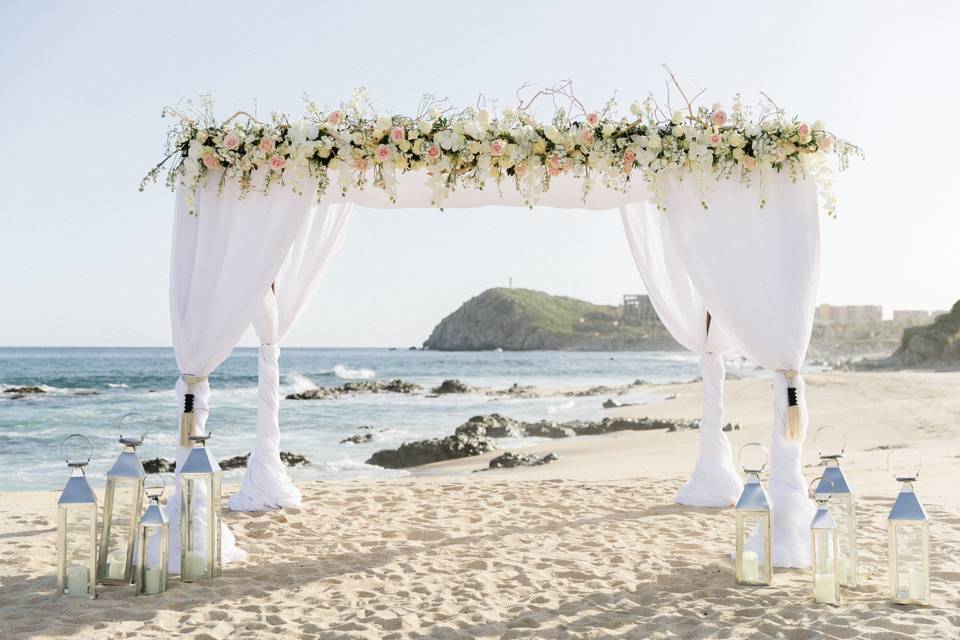 Beach wedding ceremony