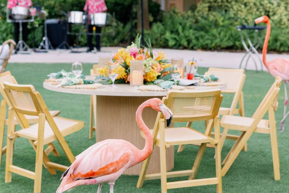 Outdoor Decor with Flamingos