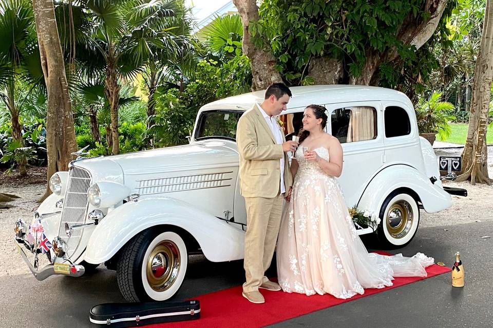 Bridal gown and veil