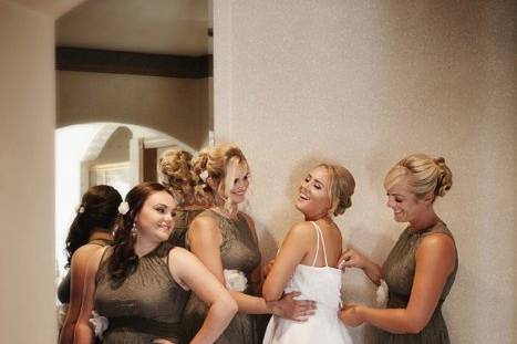 Bride with bridesmaids