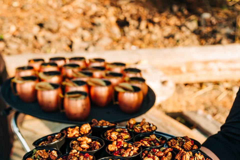 Moscow mule and spiced nuts