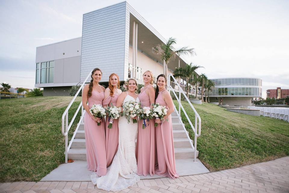 The bride with her bridesmaids