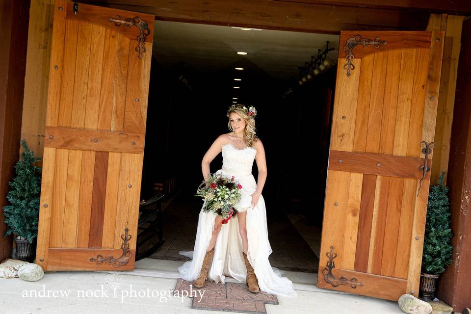 Bride at front door