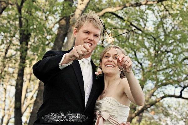 Bride and Groom with sparklers