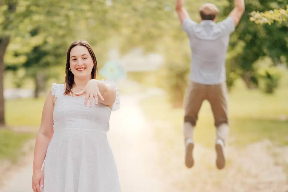 Groom jumps for joy