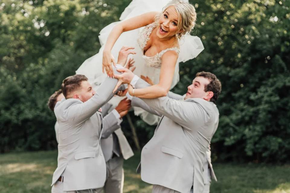 Throwing bride in air