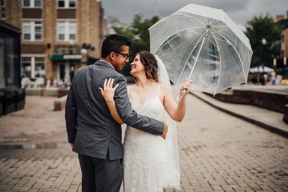 Bride with umbrella