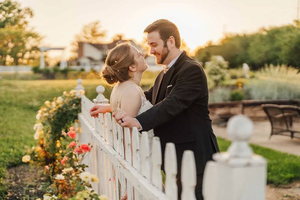 Bride and groom fence