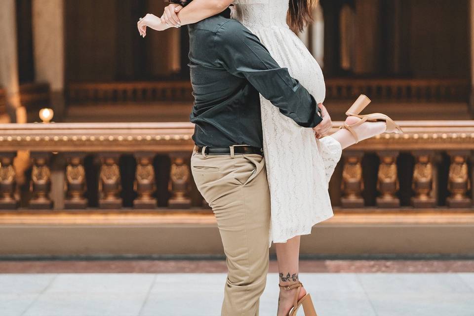 Groom lift bride engagement