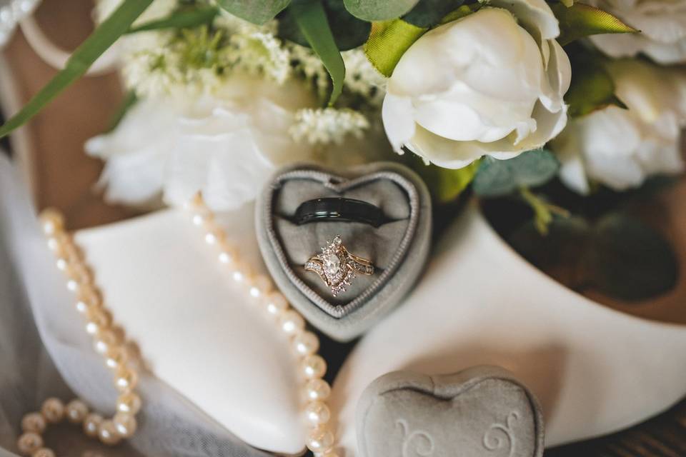Rings and shoes and necklace