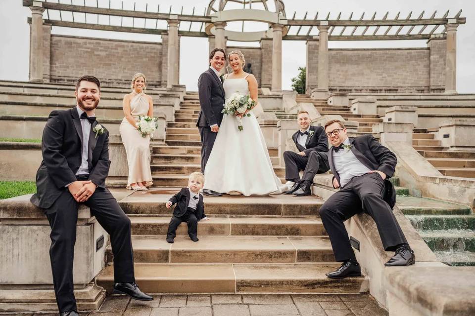 Bride and groom wedding party