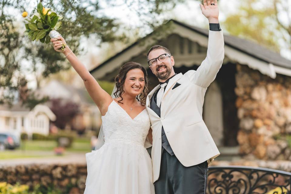 Bride and groom celebrate