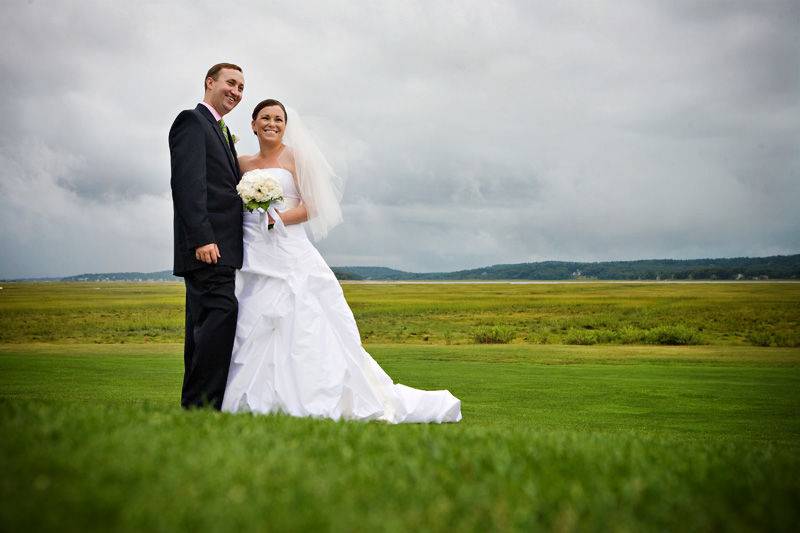 Groom and bride in the field