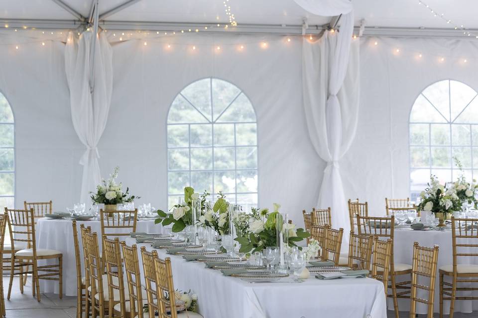 Dinner setup in the tent