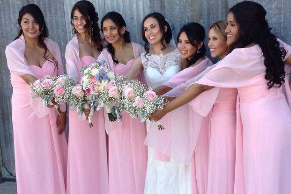 Bride and bridesmaids