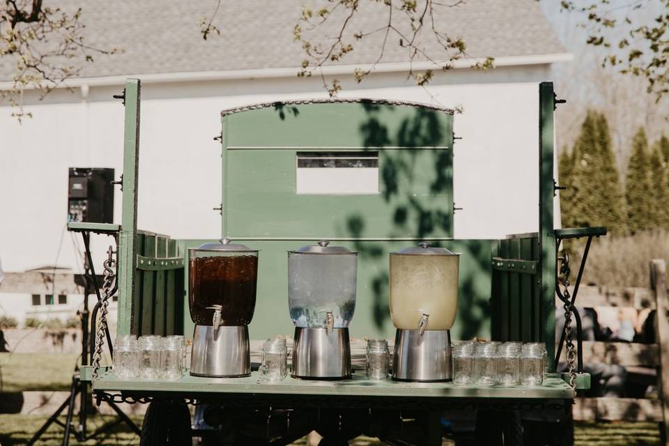 Green Truck with Drinks