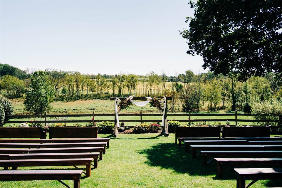 Ceremony area with benches