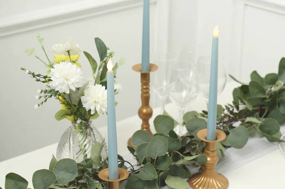 Blue Candles with Eucalyptus