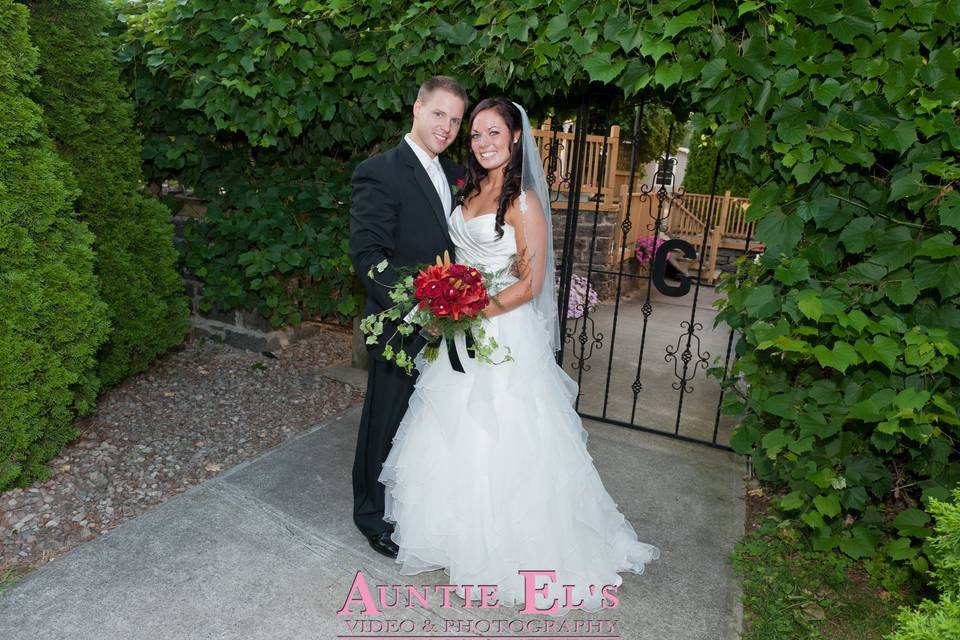 At the gate at Greystone Castle, Canastota, NY