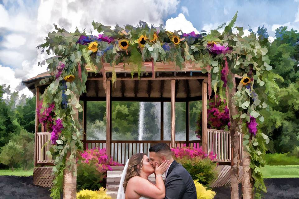 Painted Photo of 1st Kiss at Orchard Grove Farms, Frankfort, NY 13340