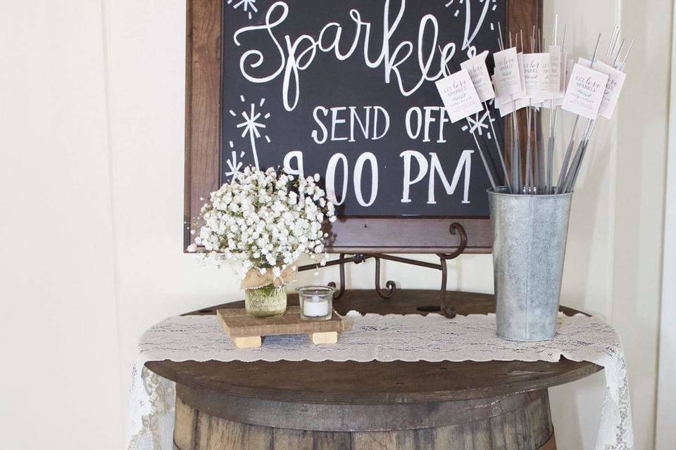 Tables and signage