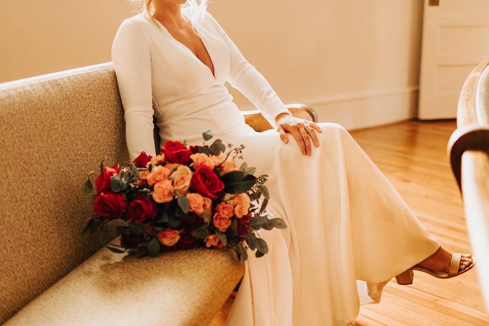 Bride on pews