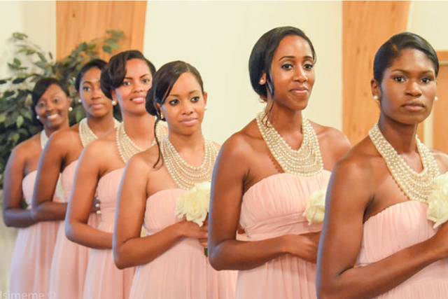 Blushing bridesmaids