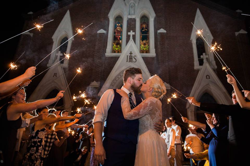 Sparklers at Assumption Church