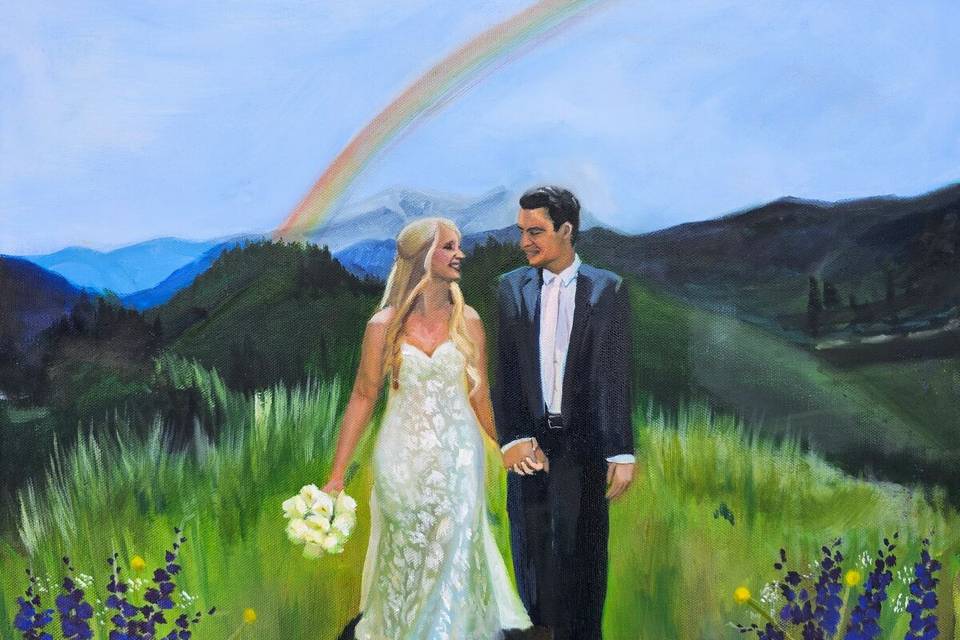 Couple with rainbow