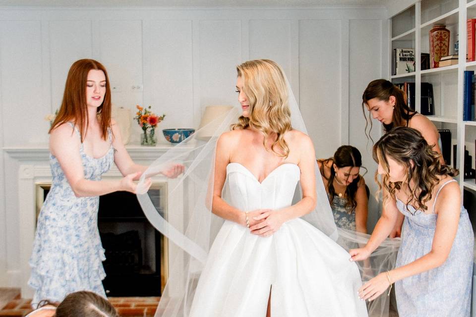 Helping the bride get ready