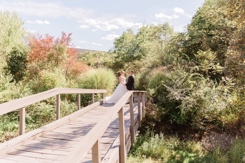 Bride and Groom on our bridge