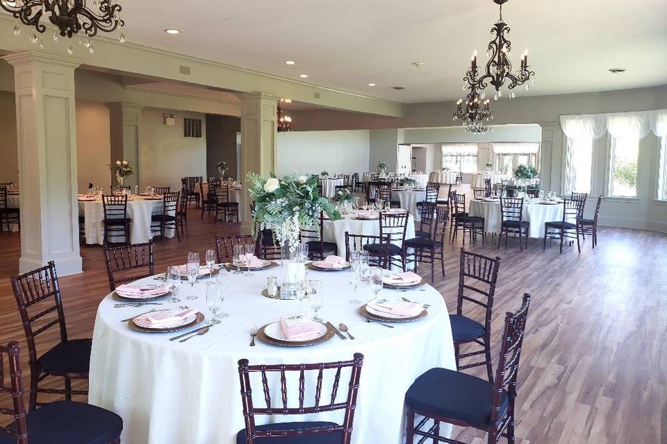 Tables decorated for a wedding