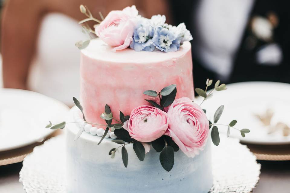 Pink and blue cake in Eugene, OR