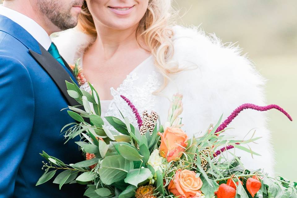 Bride and groom at Pomeroy Farm, OR