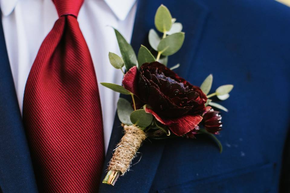 Boutonniere in Burgundy