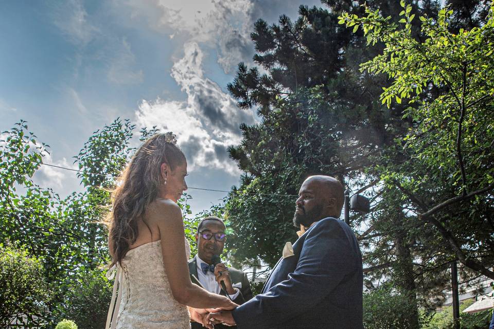 Holding hands at the ceremony