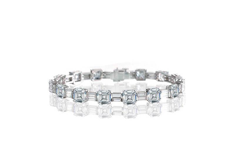 Asscher cut diamond bracelet by designer, Daniel K