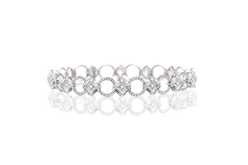 Asscher cut diamond bracelet by designer, Daniel K