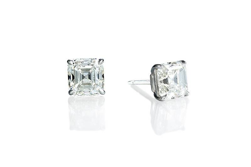 Asscher cut stud earrings by Daniel K