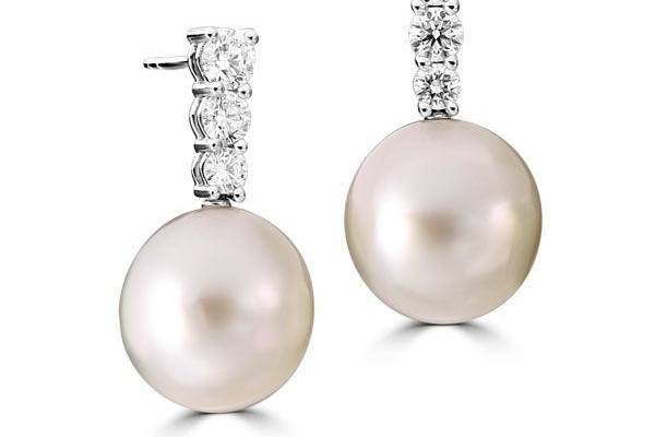 South Sea and diamond earrings by designer, Eli.