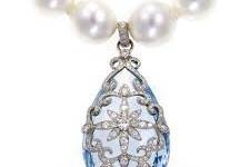 Aquamarine and diamond pendant by designer, Erica Courntey