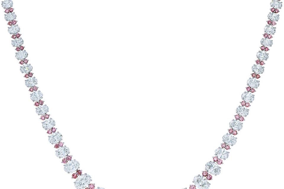 Kwiat 'Between Us Diamond Necklace'white and pink diamond in platinum