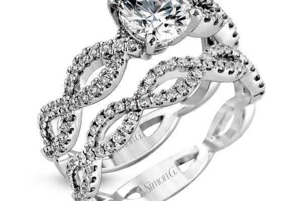 Simon G Fabled Collection engagement and wedding ring set