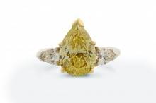 Louis Glick fancy yellow pear shaped diamond engagement ring
