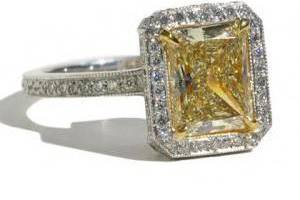 Louis Glick starburst yellow diamond engagement ring