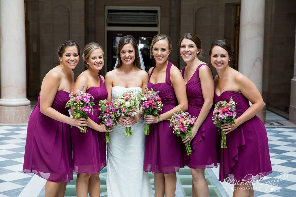 Bride and bridesmaids