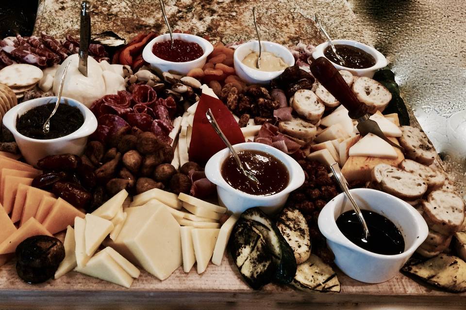 Wine dinner began with the charcuterie display and champagne