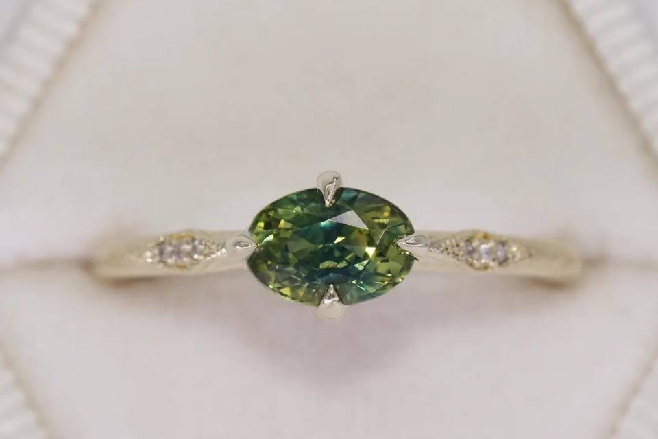 1 ct Blue Green Sapphire Ring
