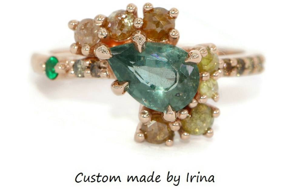 2 ct Pear Green Sapphire Ring