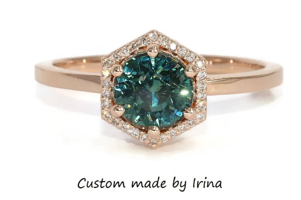 1.5ct Blue Green Sapphire Ring